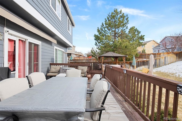 deck featuring a gazebo