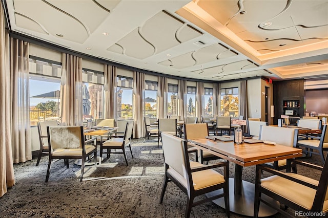 view of carpeted dining space