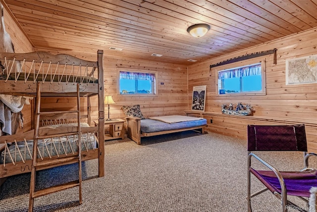 305 Travois Ct, Como, CO 80432 - carpeted bedroom with wood ceiling and wood walls