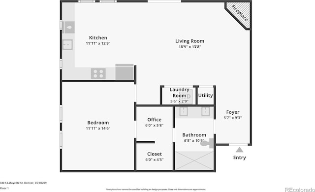 340 S Lafayette St Unit 204, Denver, CO 80209 - view of floor plan / room layout