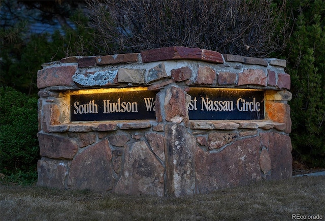 view of community sign