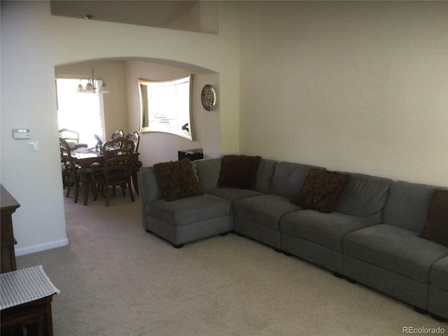 13674 Plaster Cir, Broomfield, CO 80023 - living room with a chandelier and carpet flooring