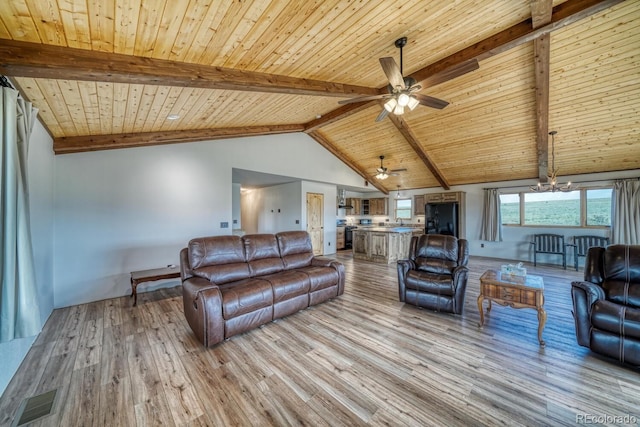 1610 Timber Ridge Rd, Westcliffe, CO 81252 - living room with wood ceiling, ceiling fan, and light wood-style flooring
