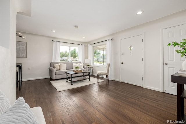 6390 W 45th Ave, Wheat Ridge, CO 80033 - living area with dark wood-style floors and recessed lighting