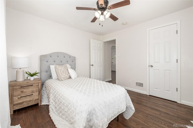 6390 W 45th Ave, Wheat Ridge, CO 80033 - bedroom with dark wood-type flooring and a ceiling fan