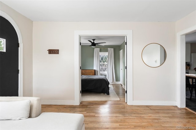 interior space with light hardwood / wood-style flooring and plenty of natural light