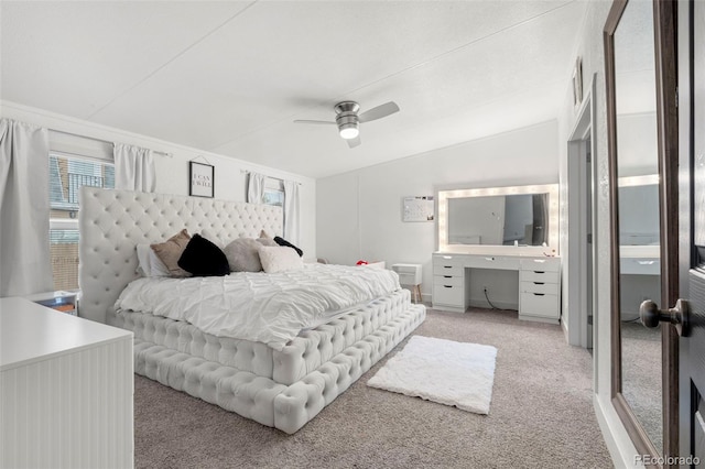 811 Plum Ave N, Lochbuie, CO 80603 - bedroom with multiple windows, light colored carpet, a ceiling fan, and lofted ceiling