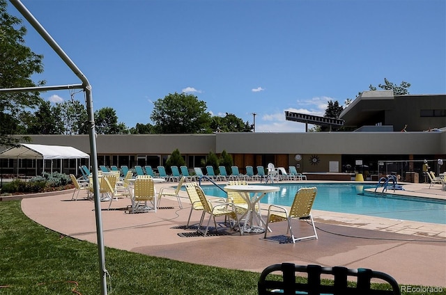 view of pool featuring a patio