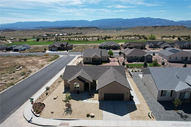 aerial view featuring a mountain view