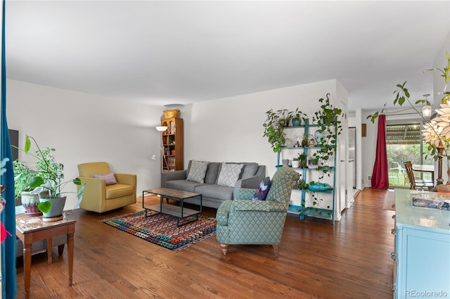 living area featuring wood finished floors