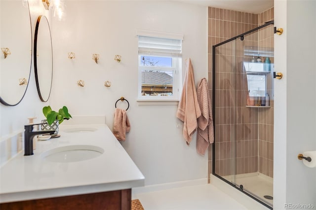 430 Osceola St, Denver, CO 80204 - full bath with double vanity and tiled shower