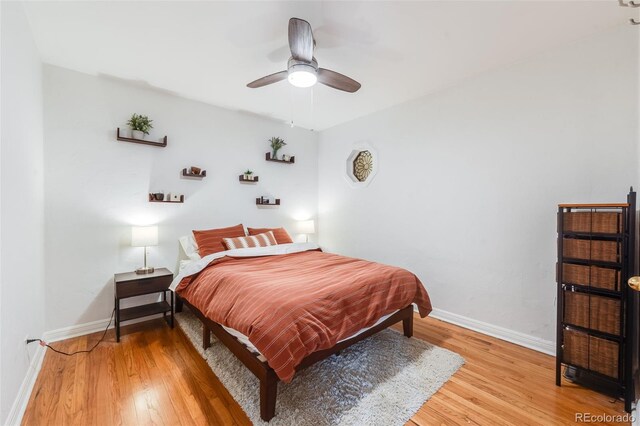 430 Osceola St, Denver, CO 80204 - bedroom featuring light wood-type flooring, baseboards, and ceiling fan