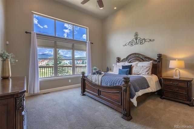 3012 Cathedral Park Vw, Colorado Springs, CO 80904 - bedroom with carpet, ceiling fan, and a high ceiling