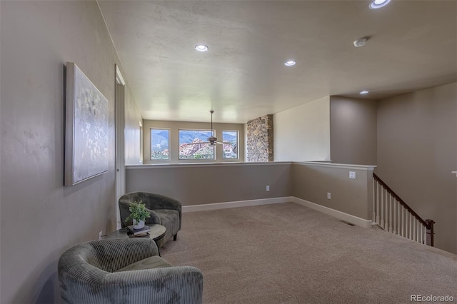 3012 Cathedral Park Vw, Colorado Springs, CO 80904 - unfurnished room featuring an upstairs landing, carpet, recessed lighting, and ceiling fan