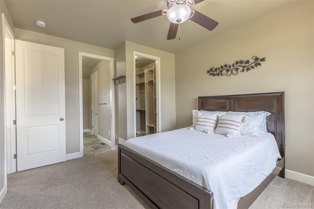 3012 Cathedral Park Vw, Colorado Springs, CO 80904 - bedroom featuring carpet floors, a spacious closet, and a ceiling fan