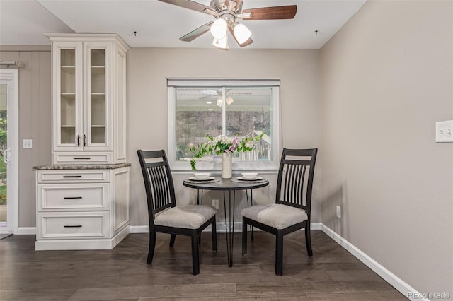 7719 S Jackson Cir, Centennial, CO 80122 - dining space featuring a ceiling fan and dark wood-type flooring