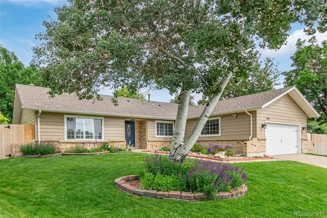 7719 S Jackson Cir, Centennial, CO 80122 - ranch-style house with brick siding, concrete driveway, an attached garage, and roof with shingles