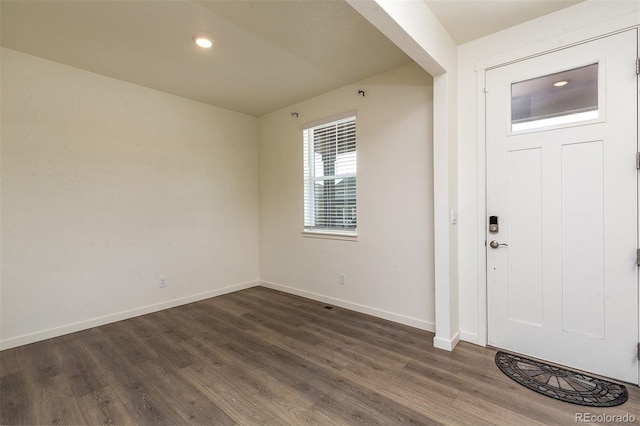 foyer featuring dark hardwood / wood-style floors