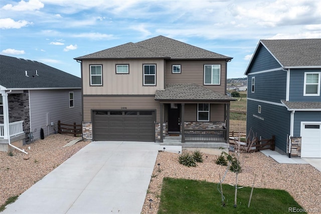 view of front of property with a garage