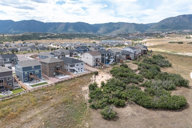 drone / aerial view with a mountain view