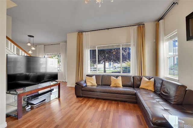 living room featuring light hardwood / wood-style flooring