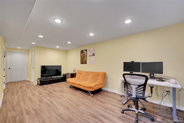 office space featuring light hardwood / wood-style flooring