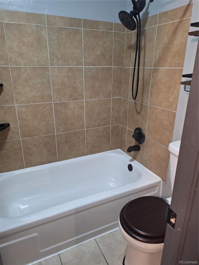 full bathroom with bathtub / shower combination, tile patterned floors, and toilet