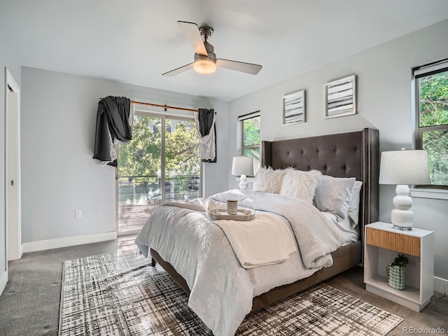 4535 Stuart St, Denver, CO 80212 - carpeted bedroom with ceiling fan and access to exterior