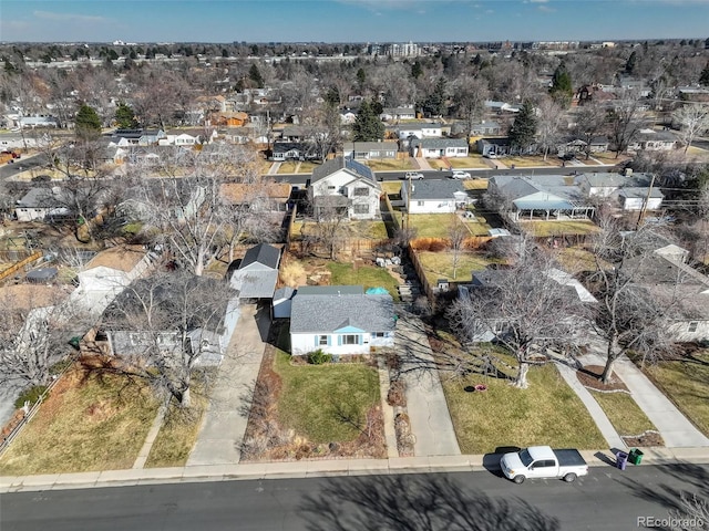 bird's eye view featuring a residential view