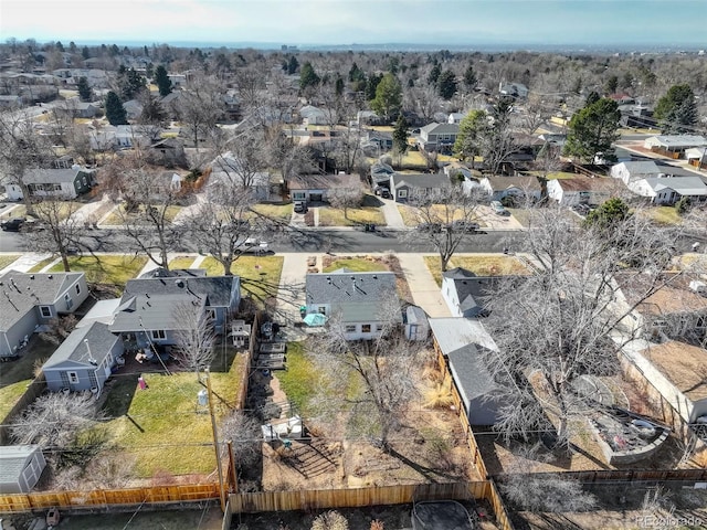 drone / aerial view with a residential view