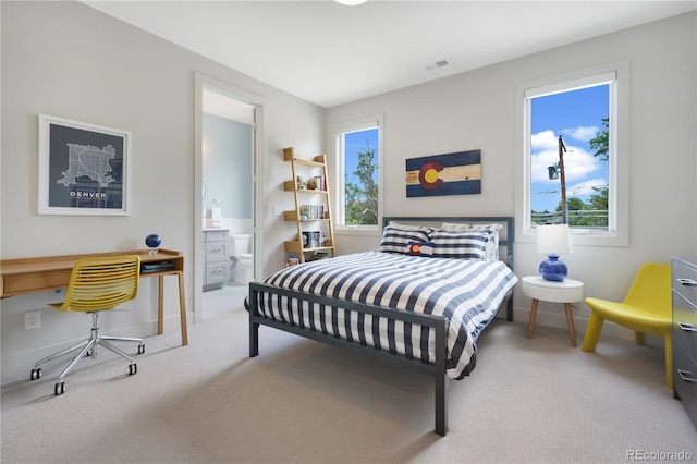 3450 S Cherry St, Denver, CO 80222 - bedroom with carpet floors, a desk, and ensuite bathroom