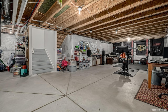 unfinished below grade area with stairs