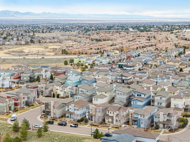 birds eye view of property featuring a residential view and a mountain view