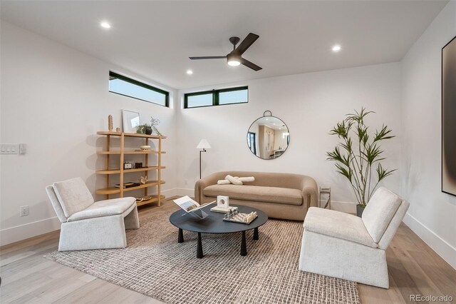 1459 W 42nd Ave, Denver, CO 80211 - living area with baseboards, a ceiling fan, recessed lighting, and wood finished floors