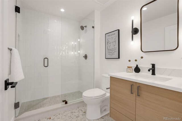 1459 W 42nd Ave, Denver, CO 80211 - full bathroom featuring vanity, a shower stall, and toilet