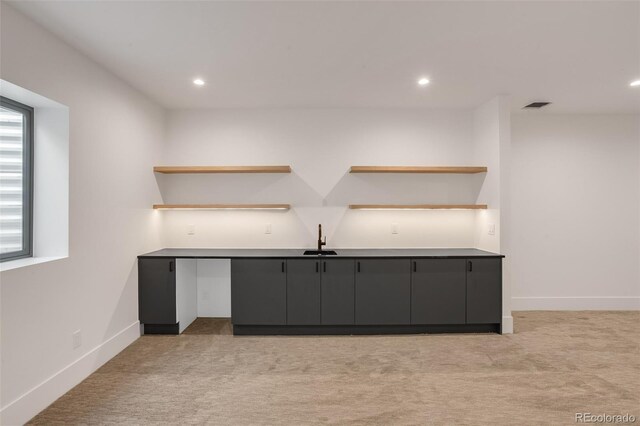 1459 W 42nd Ave, Denver, CO 80211 - bar with recessed lighting, baseboards, light colored carpet, and visible vents