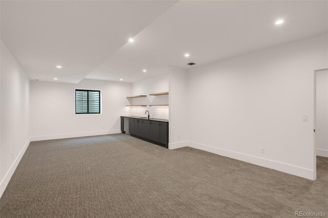 1459 W 42nd Ave, Denver, CO 80211 - interior space with carpet flooring, recessed lighting, baseboards, and indoor wet bar