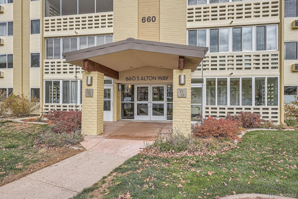 view of exterior entry with french doors