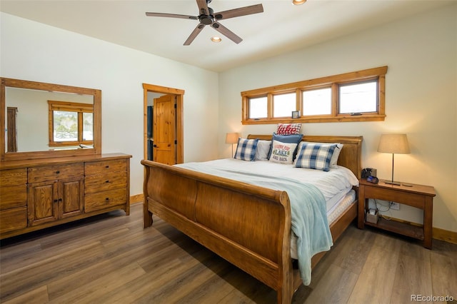 151 County Road 644, Grand Lake, CO 80447 - bedroom featuring recessed lighting, wood finished floors, and ceiling fan