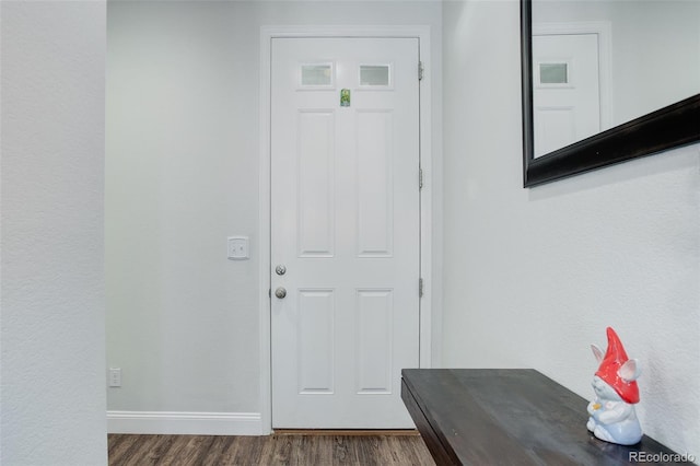 entryway featuring dark wood-type flooring