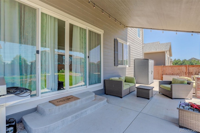 view of patio / terrace featuring an outdoor living space