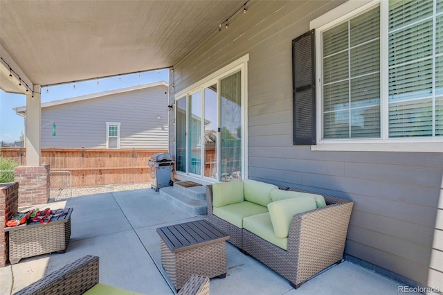 view of patio / terrace with outdoor lounge area and grilling area