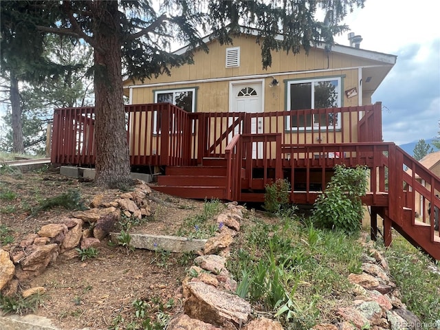 95 Appleby St, Bailey, CO 80421 - back of house with stairs and a wooden deck