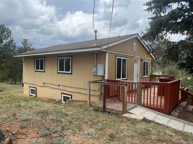 95 Appleby St, Bailey, CO 80421 - back of property with roof with shingles and a deck