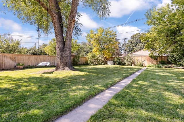 view of yard featuring a fenced backyard