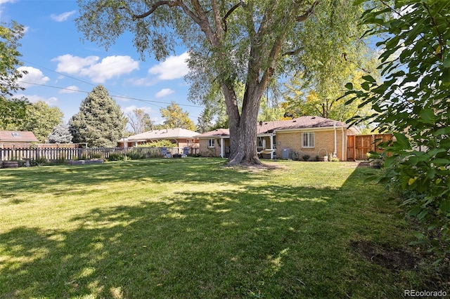 view of yard with a fenced backyard