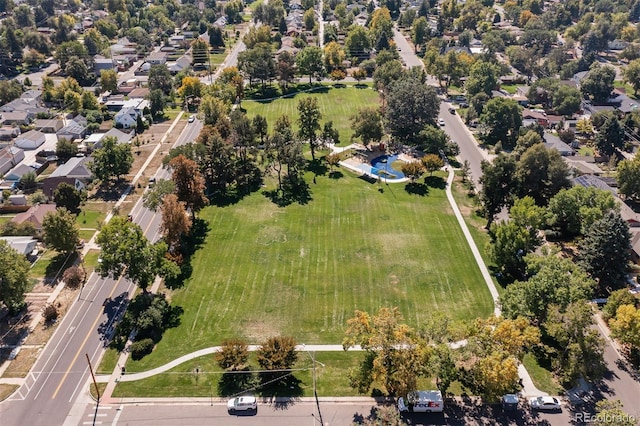 birds eye view of property with a residential view