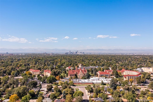 birds eye view of property with a mountain view