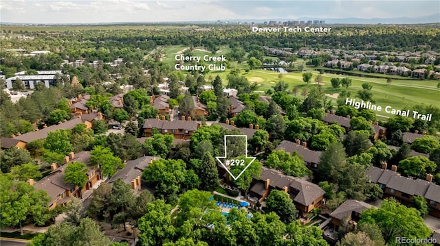 9400 E Iliff Ave Unit 292, Denver, CO 80231 - aerial view of residential area featuring a golf course and property parcel outlined