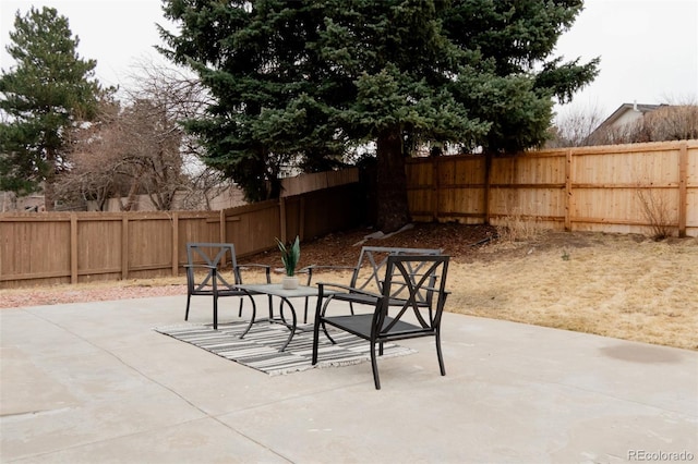 view of patio / terrace featuring a fenced backyard